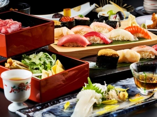 【夕食】本鮪中トロにずわい蟹、北海道産いくらや雲丹を贅沢に。テーブルオーダー制でお好きなだけご注文。