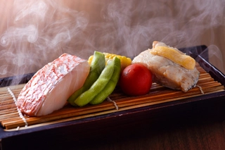 【夕食/強肴】ゆらく草庵『湯けむり蒸し』