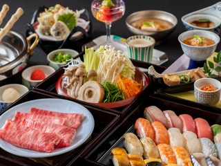 【お食事処 風月】和牛しゃぶしゃぶと握りたてのお寿司をご用意♪