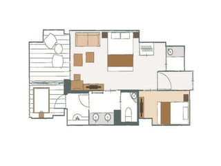 ダブル+シングル36㎡ 見取り図