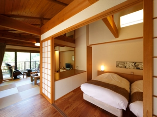 【別邸山の音】50~58㎡の広々客室で寛ぎのひとときを。