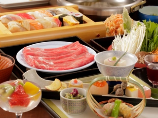【お食事処 風月】和牛しゃぶしゃぶ・お寿司メインの会席コース。