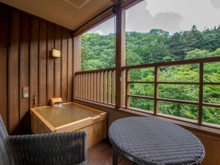 【デラックスツイン】客室テラスから望む渓谷の大自然