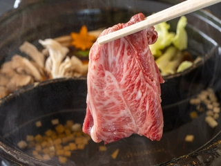 夕食メイン料理(松阪牛のしゃぶしゃぶ)