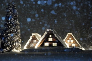 【景観】冬の合掌造りかん町