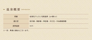 【温泉概要】当館の泉質は「低張性アルカリ性高温泉」になります。