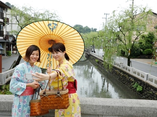 【大谿川】温泉街を流れる大谿川と柳の木は城崎温泉のシンボル