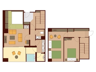 【白雪姫】当ホテル1室限定。温泉露天風呂付メゾネット(6名様定員)