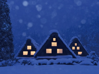 【景観】冬の合掌造りかん町