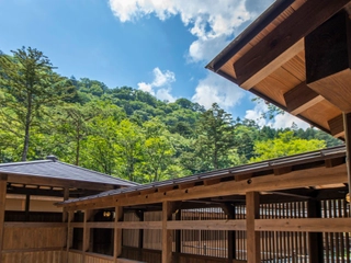 【外観】渓谷に囲まれた館内から見上げる渓谷美