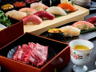 【ご夕食】しゃぶしゃぶのお肉は「北海道七飯町産」の牛ロースを使用しております。