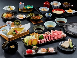 【ご夕食メイン】国産牛肉・豚肉の溶岩焼がメインの和食会席
