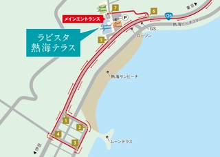 【車でのアクセス】国道135号ご利用時 各番号の詳細なルートは、下記以降の写真にてご案内しております。