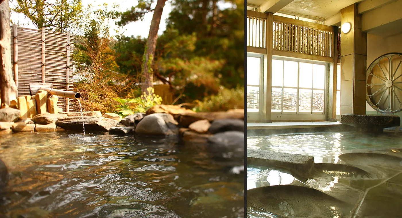古くから受け継がれる源泉掛け流しの温泉-大浴場・内湯・庭園露天風呂