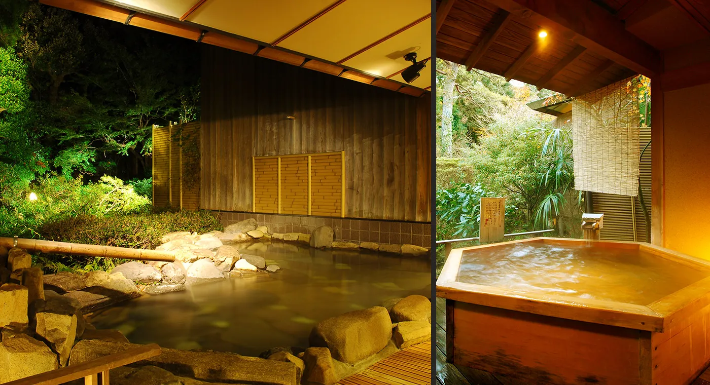 森を眺めながら心和む大浴場と4つ貸切風呂・無料サービス