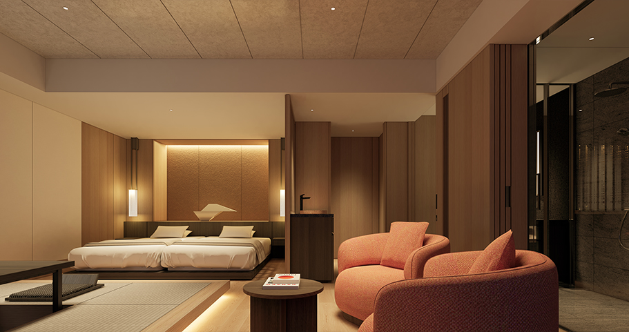 畳と木の質感を活かした和モダンなプレミアムラビスタツイン