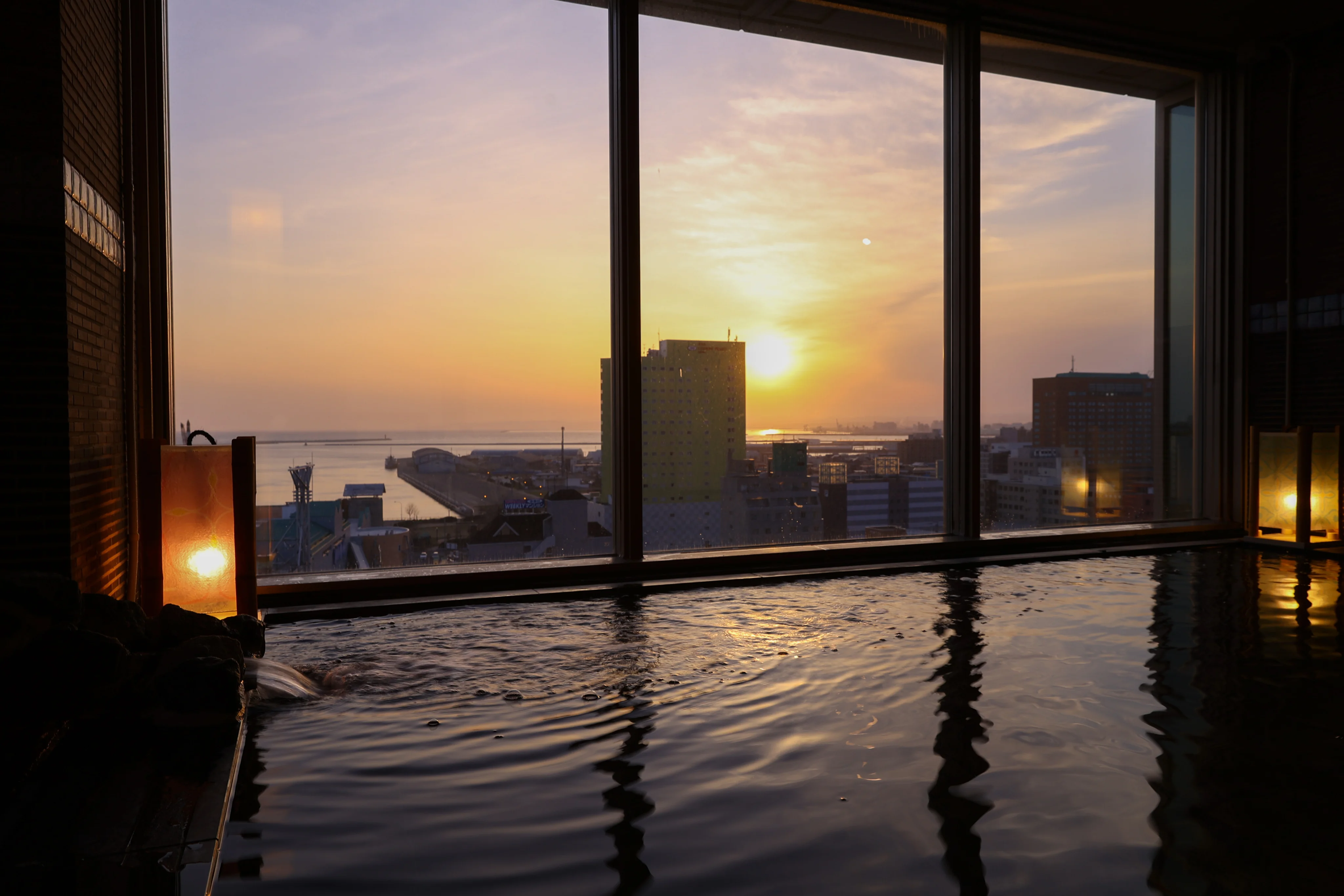 大浴場から見える夕日